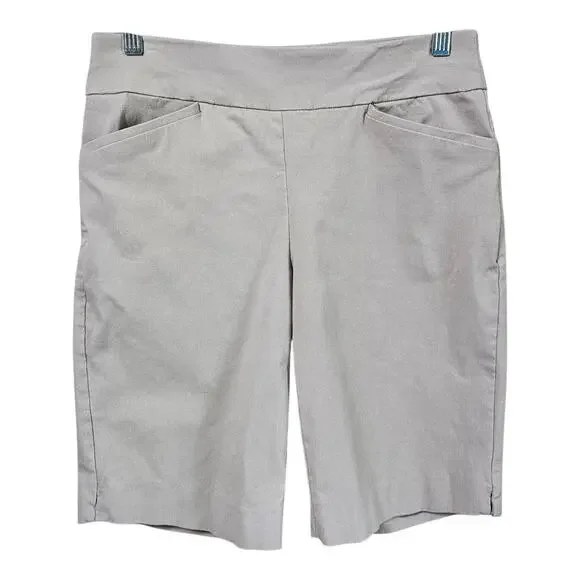 CHICO'S 00 Women's 2 Bermuda Shorts Perfect Stretch Beige Pull On 27 x 9 - Picture 1 of 6